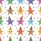 Star party hat cartoon symmetry seamless pattern