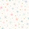 Star pattern background design. Cute vector tossed seamless repeat of stars and dots in pastel colours.
