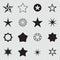 Star pictogram. Set star icons. Concept rating, success, awards. Collection star pictogram. Colored star shape.