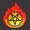 star pictogram with spikes in flame. call the devil.