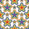 Star rainbow flower symmetry seamless pattern