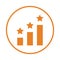 Star, rank, ranking, growth icon. Orange vector sketch.