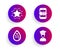 Star, Rank star and Ph neutral icons set. Student sign. Phone feedback, Best result, Water. Graduation cap. Vector