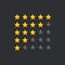 Star ranking rating symbols in dark theme