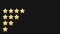 Star rating animation. Rating four stars with hand on black background.