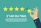 Star rating concept. Customer review give a five star. Positive