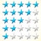 Star rating element with perspective on stars. Satisfaction, rat