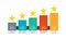 Star rating. Feedback concept. Bar chart graph with 5 stars for review, rate, rank design concept. Vector illustration