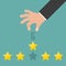 Star Rating. Hand giving five star rating. Vector illustration