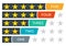 Star rating icons. 5 stars in the row for review, classification, feedback, service quality. Infographic concept with five levels