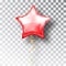 Star red balloon on transparent background. Party helium balloons event design decoration. Balloons air. Mockup