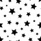 Star seamless pattern. Repeating black stars isolated on white background. Repeated simple prints for design. Abstract monocrome