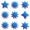 Star shaped blue sticker set, vector illustration