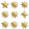 Star shaped golden texture sticker set, vector illustration