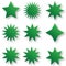 Star shaped green sticker set, vector illustration