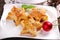 Star shaped puff pastries with mushroom fiiling for christmas