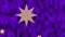 Star shapes moving on purple blurry textured animated background. One of stars zooming and changing into background