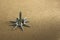 Star of shiny screws on wooden background. Screws on the wooden background. Copy space