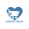 Star shopping cart logo design. On-line shopping app icon.