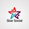 Star social logo vector, icon, element, and template