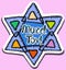 Star sticker of David. The inscription Mazel Tov Hebrew in the translation wish happiness. Hand draw. doodle. Vector illustration.