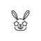 Star-Struck rabbit emoticon line icon