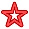 Star symbol icon - red simple hollow with outline, 5 pointed rounded, isolated - vector