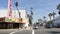 Star theatre, pacific coast highway 1, historic route 101. Palm trees on street road, California USA