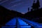 Star Trail and Blue Light Flume