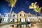 Star trails above a large house in Bermuda,