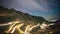 Star trails over Transfagarasan mountain road