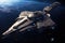 A Star Trek ship soars through the sky, exploring new frontiers and completing missions, Detailed rendering of a spaceship