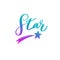 Star. Vector handwritten Lettering, Calligraphy. Symbol and Logo