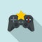 Star video game joystick icon, flat style