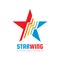 Star and wing - logo concept illustration. Leadership creative sign. Decorative design element.