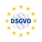 Star wreath of the EU with section sign / paragraph mark and German text DSGVO translate General Data Protection Regulation GDPR