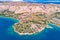 Stara Baska. Aerial panoramic view of Stara Baska village and stone desert landscape of Krk island