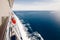 Starboard side of a cruise ship on the ocean