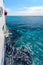 Starboard side of a ferry boat on the Adriatic Sea.