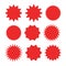 Starburst sticker set - collection of special offer sale round shaped red sunburst labels and badges