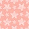Starfish. Abstract background. Seamless vector pattern. Outline on an isolated tenderly coral background. Pastel tone.