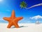 Starfish Beach Coconut Tree Summer Vacation Concept