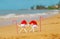 Starfish Santa Claus on the beach. Selective focus