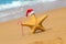 Starfish Santa Claus on the beach. Selective focus