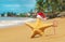 Starfish Santa Claus on the beach. Selective focus