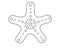 Starfish - sea animal. Starfish pattern for coloring book. Linear, vector picture with a star.
