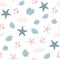 Starfish seamless pattern Summer sea star pattern, cute seashells light background. Nautical baby textile design Vector