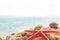 Starfish seashells beach summer background