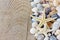 Starfish and seashells, copy space
