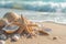 Starfish and Seashells Resting on Sandy Beach